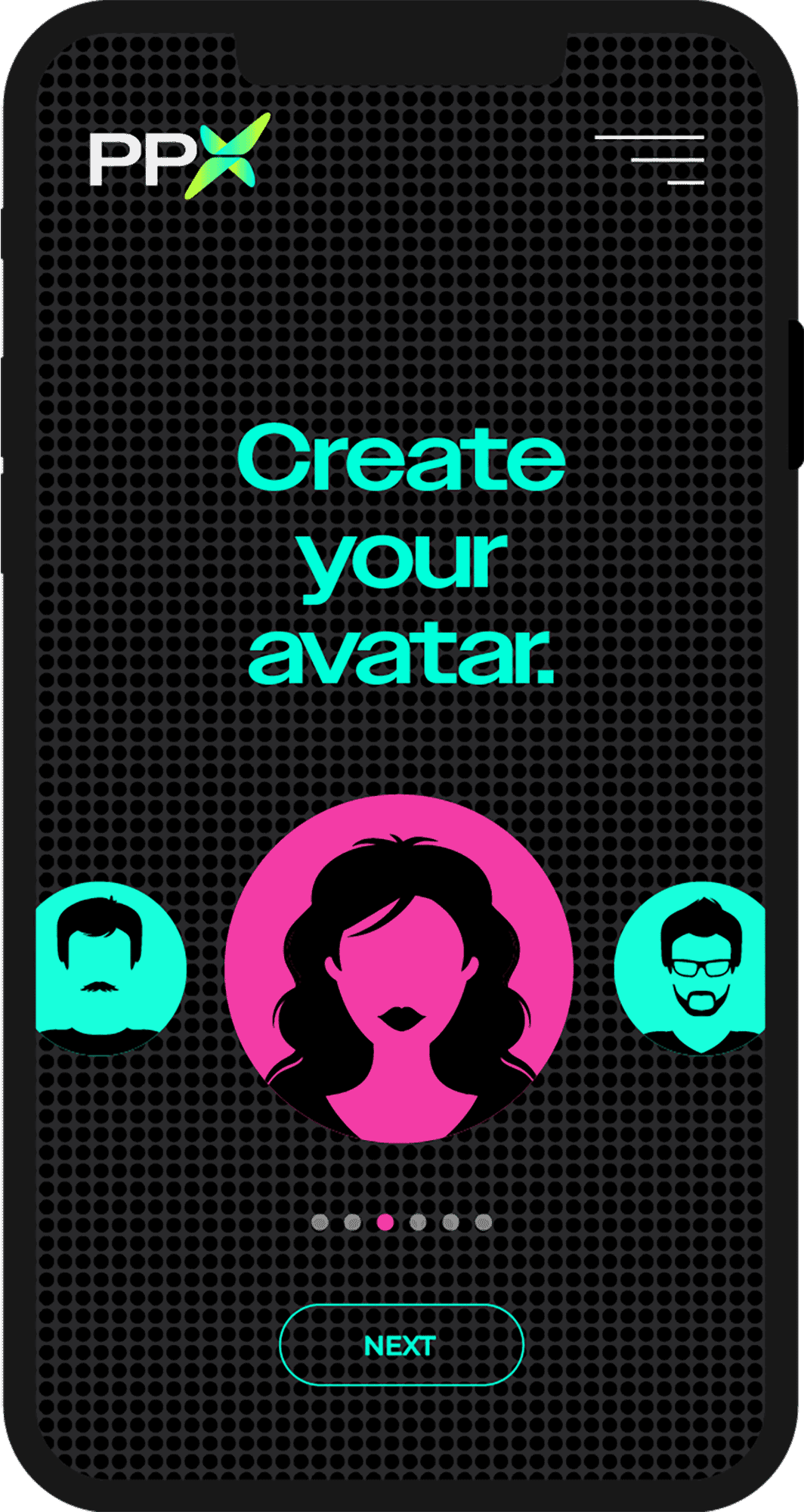 PitchPlusX's app interface - create your avatar