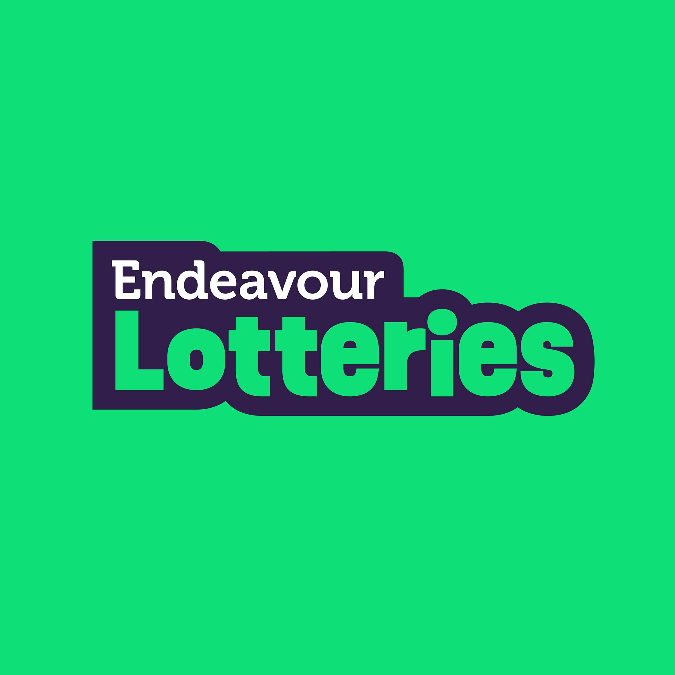 Endeavour Lotteries logo in the middle of a the brand's bright green colour.