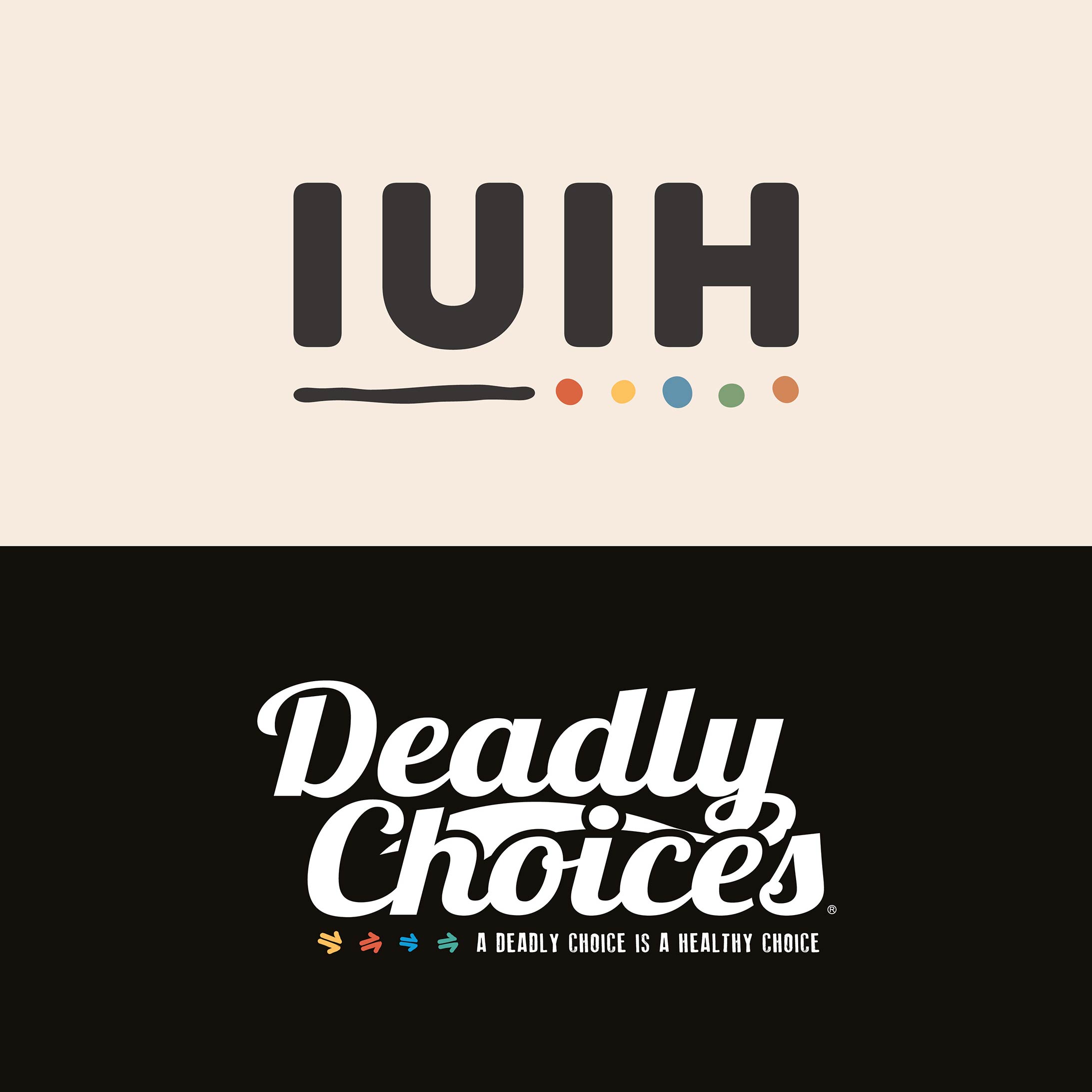 IUIH and Deadly Choices logos on coloured backgrounds