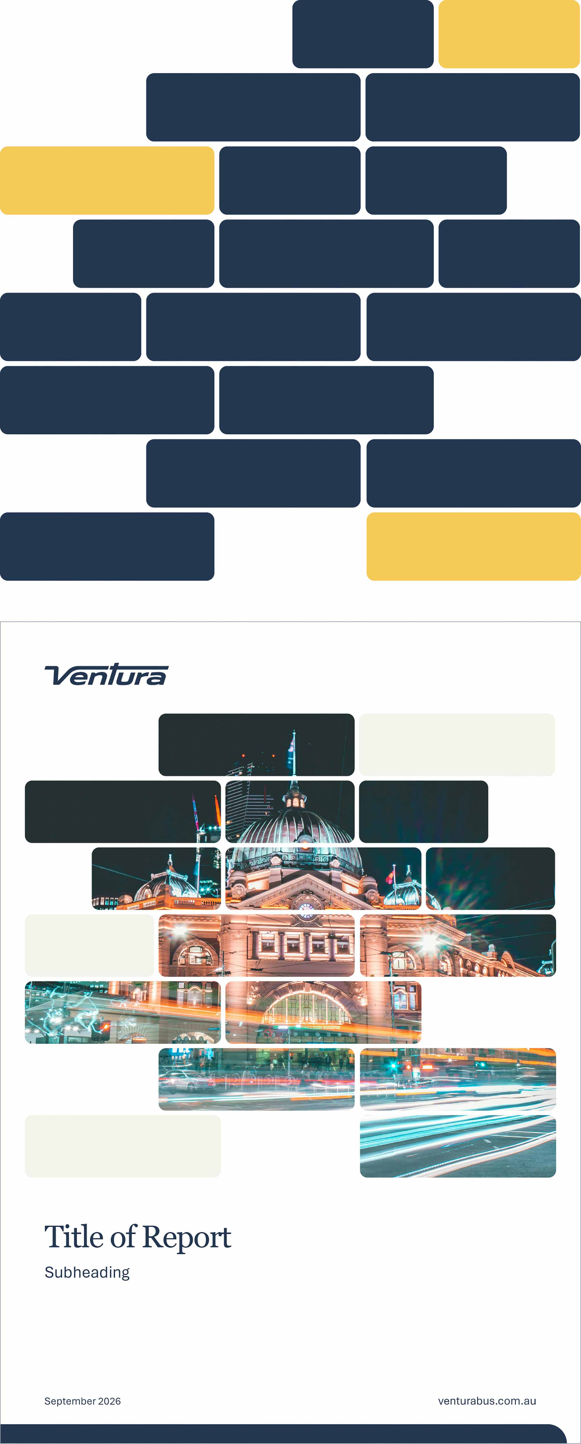 At the Bus Depot conceptual graphic which acts as a solid colour or with an image inside the graphic.