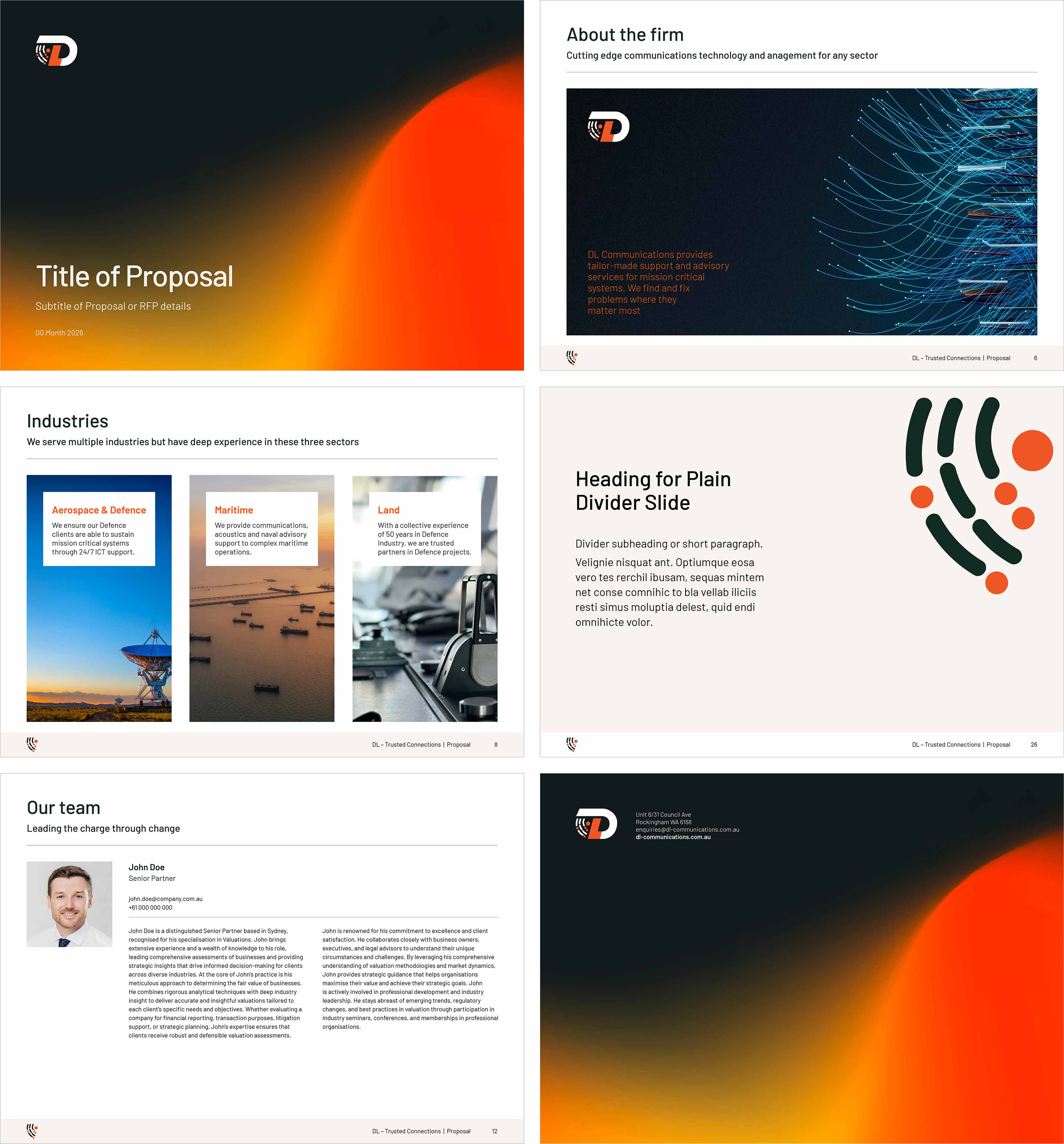 PowerPower A4 proposal template with inside pages, divider page and front and back covers.