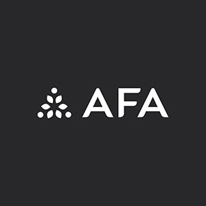 AFA Insurance logo, white on black
