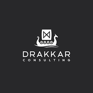 Drakkar logo, white on black