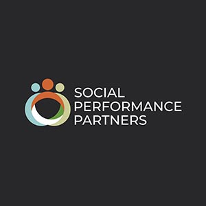 Social Performance Partners logo, white on black