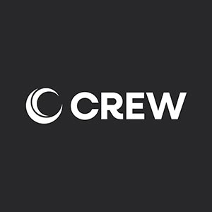 Crew logo, white on black