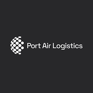 Port Air Logistics logo, white on black