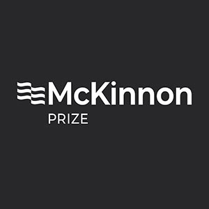 McKinnon Prize logo, white on black