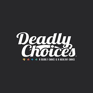 Deadly Choices logo, white on black