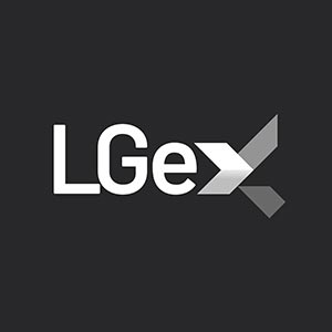 LGeX logo, white on black