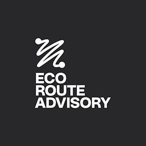 Eco Route Advisory logo, white on black