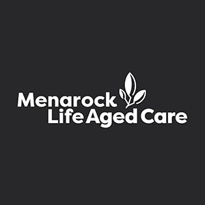 Menarock logo, white on black