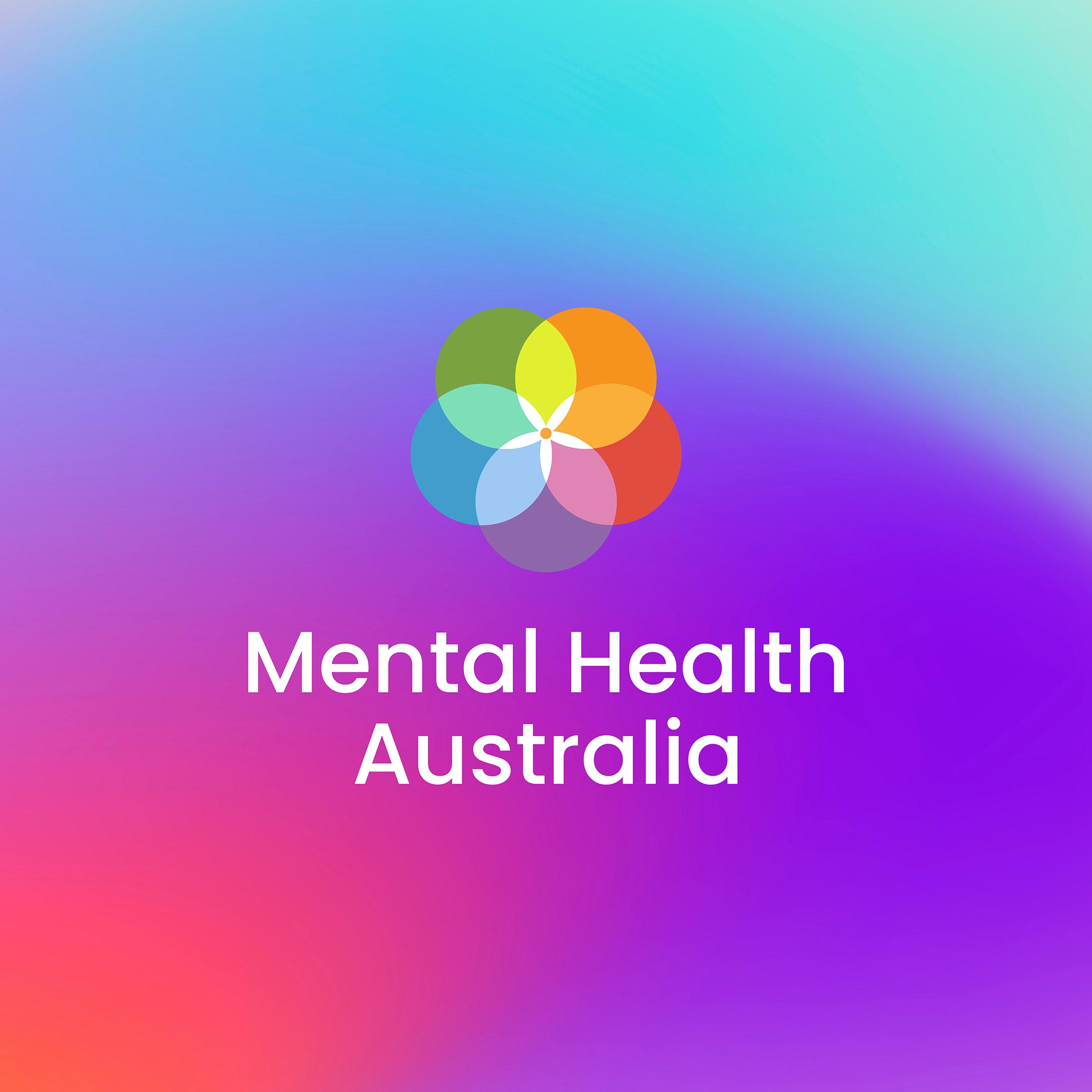 Mental Health Australia logo on top of colourful gradient background.