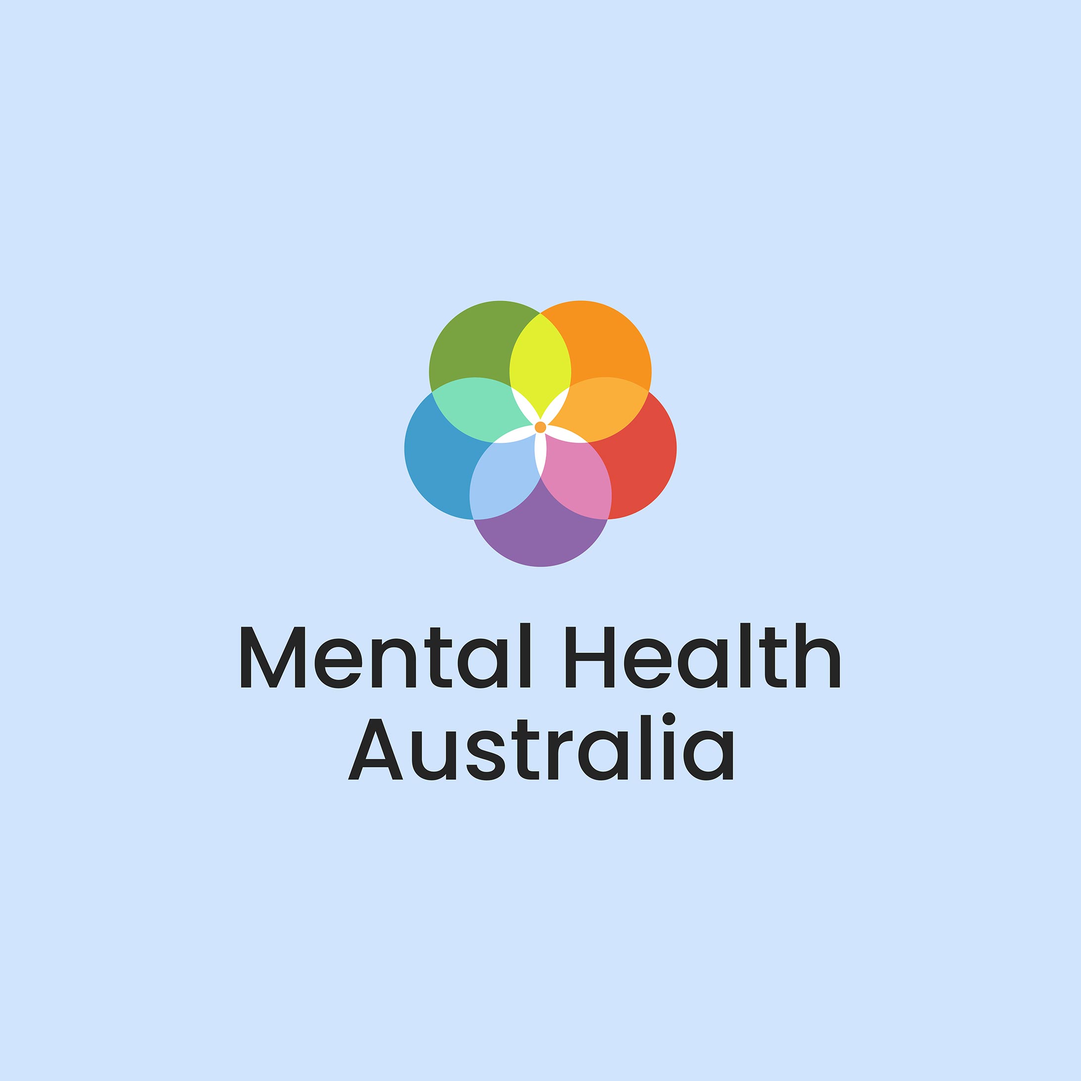 Mental Health Australia logo on top of colourful gradient background.