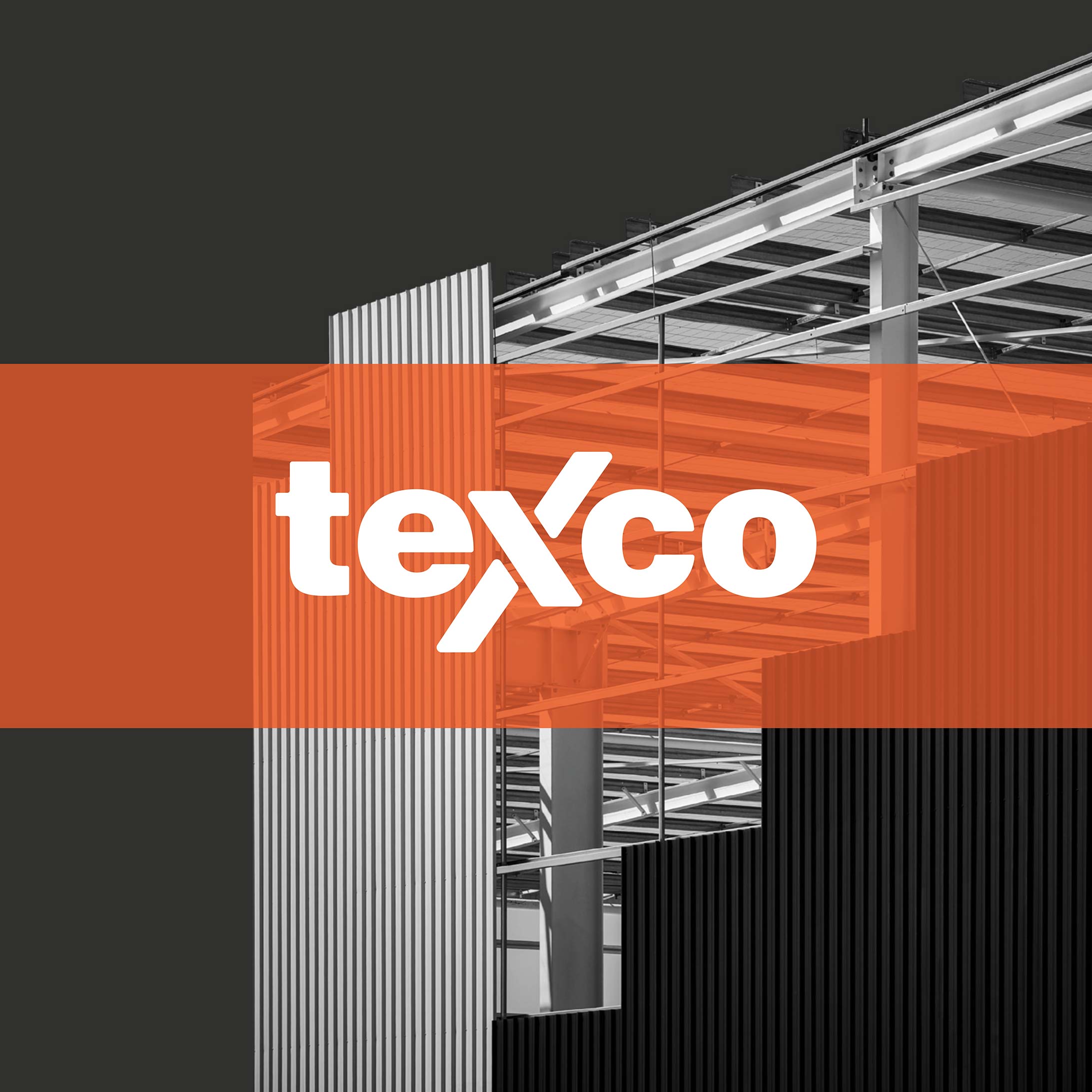 Texco logo on an orange bar that sits on tope of a black and white image with black background.
