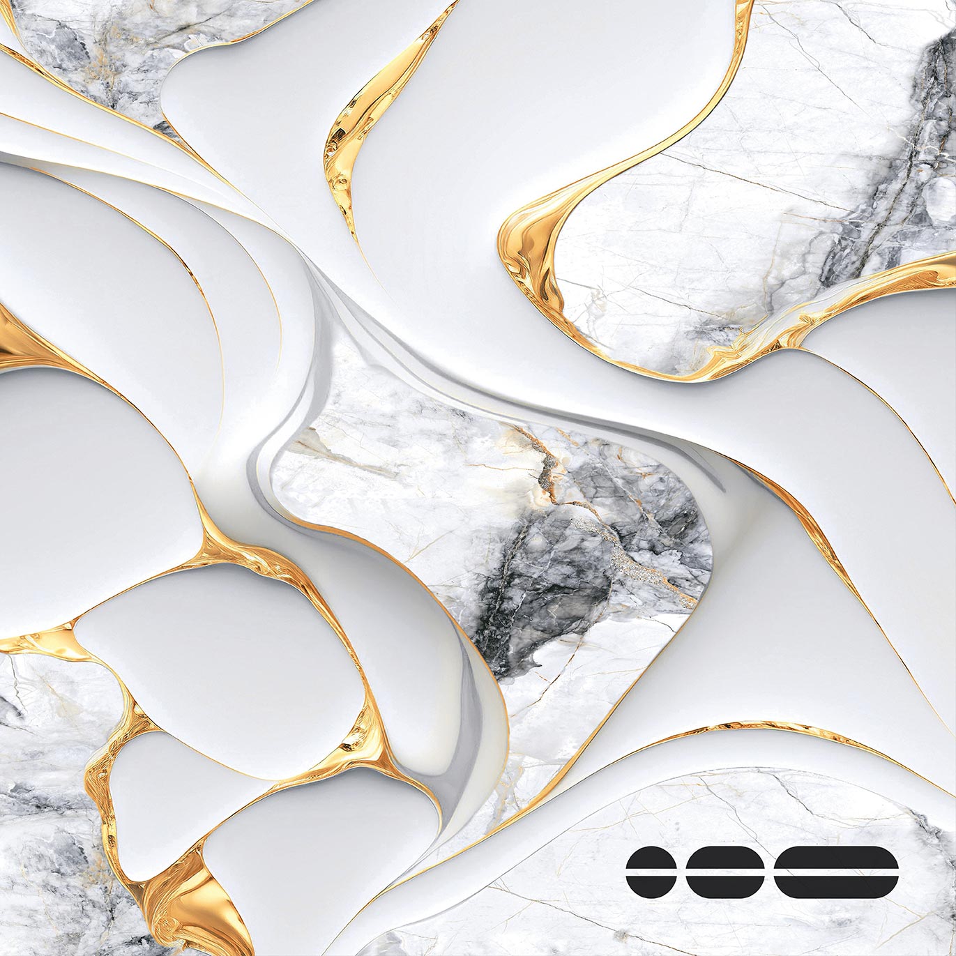 White and grey marble with gold highlights.