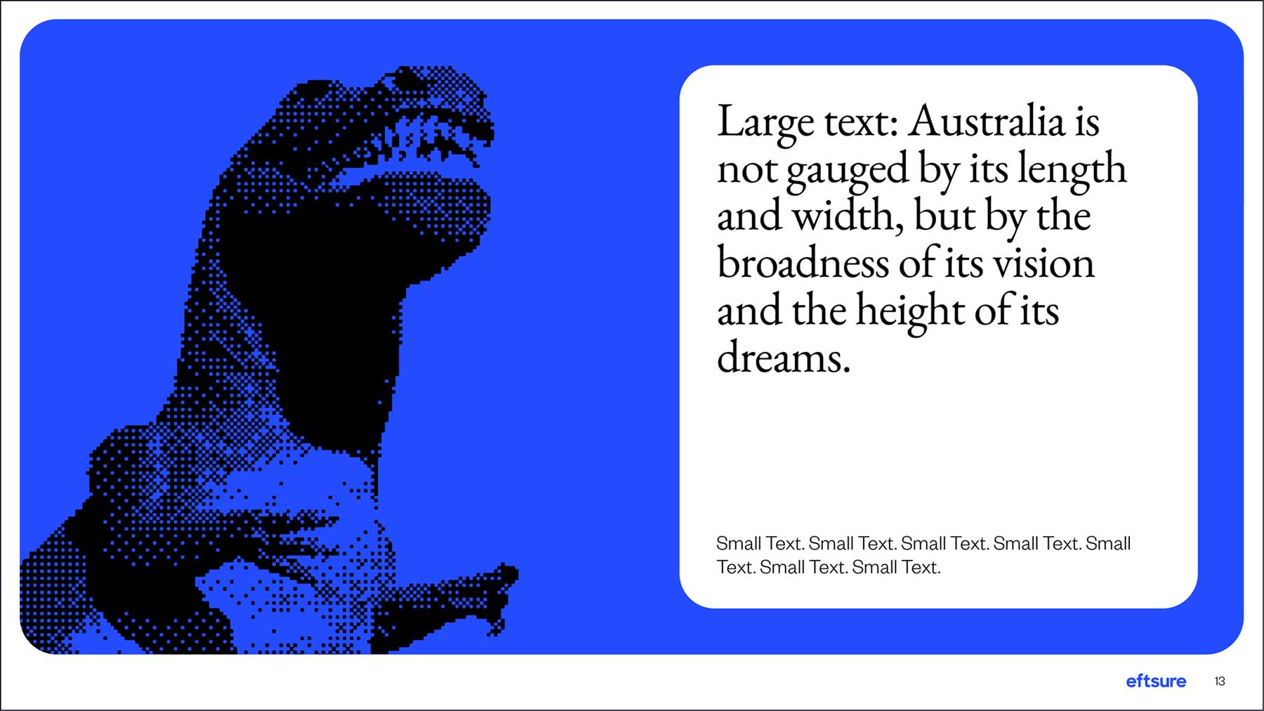 Eftsure PowerPoint slide deck with Quote on right and graphic on left.