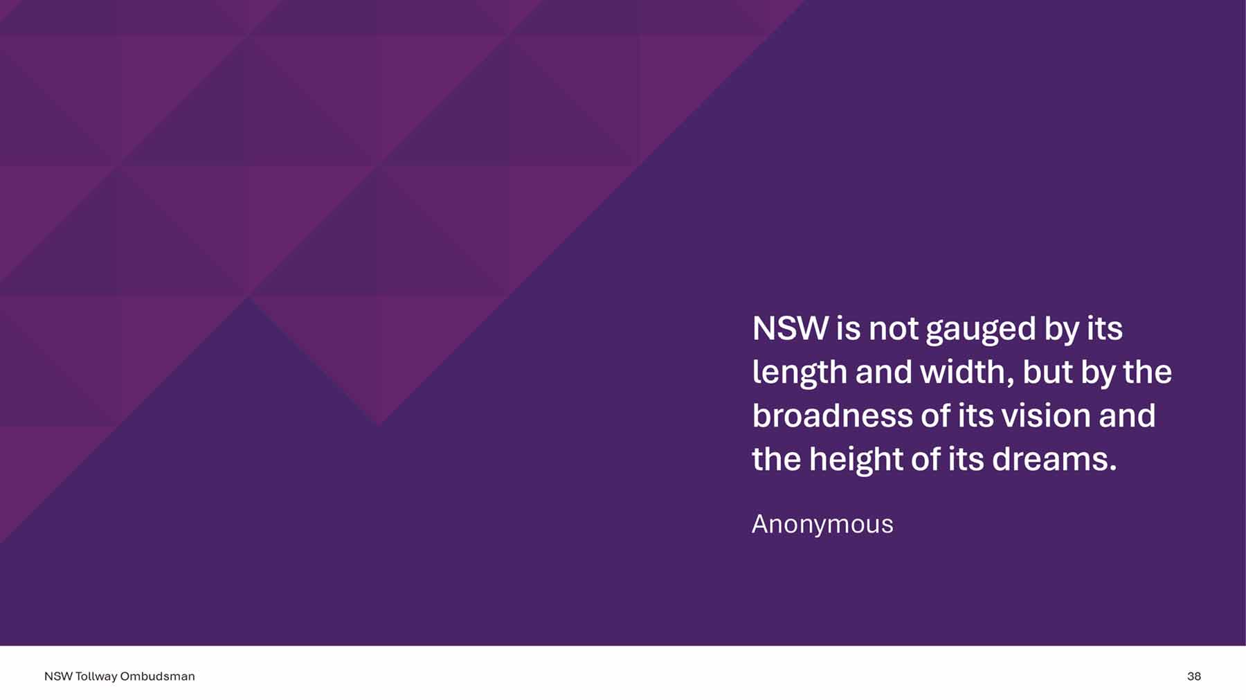 NTol quote page with deep purple colour and the pyramid graphic in the top left corner. Wording in the bottom right corner.