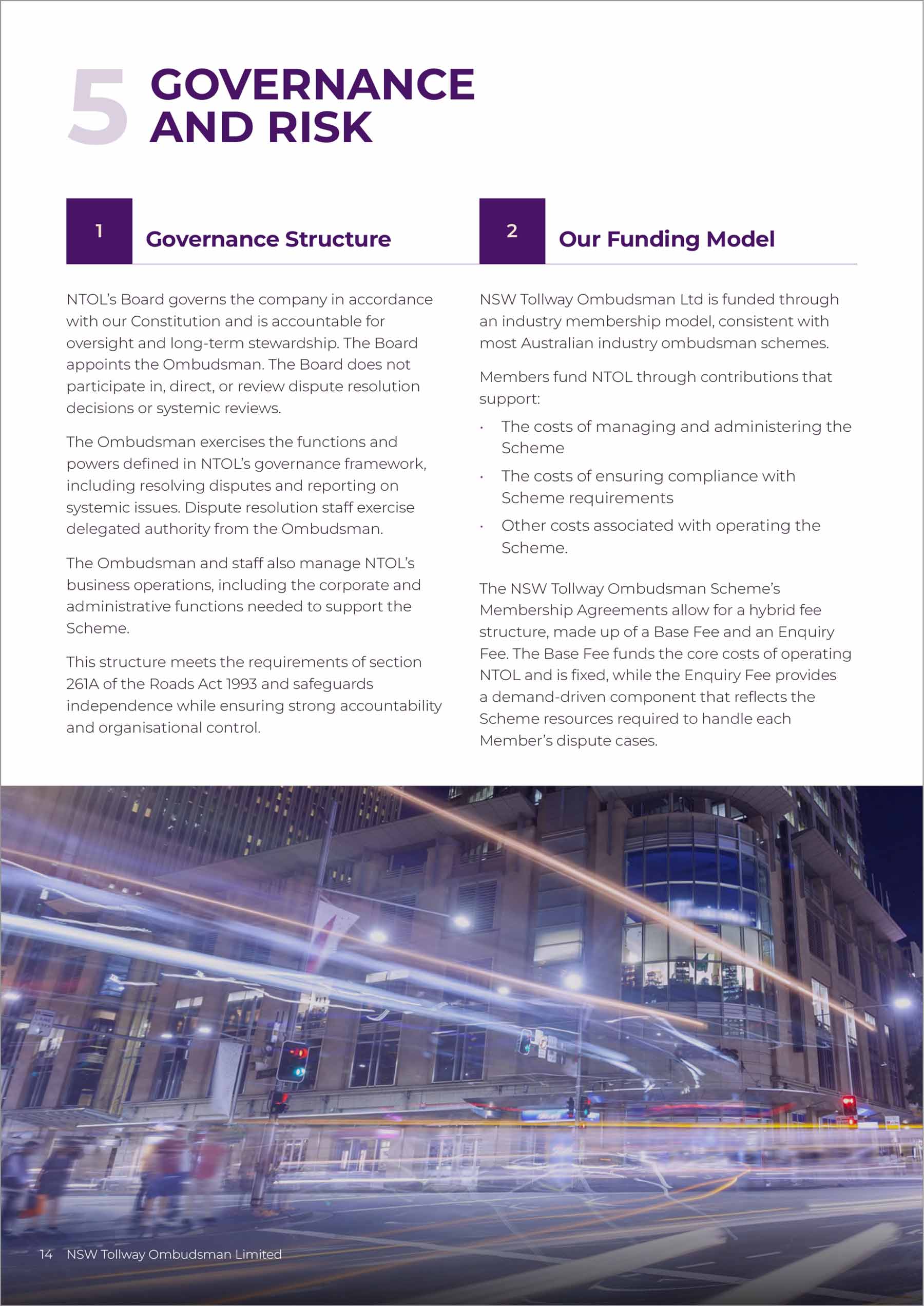 Inside page of the Ntol Corporate Plan, with text at the top and an image down the bottom.