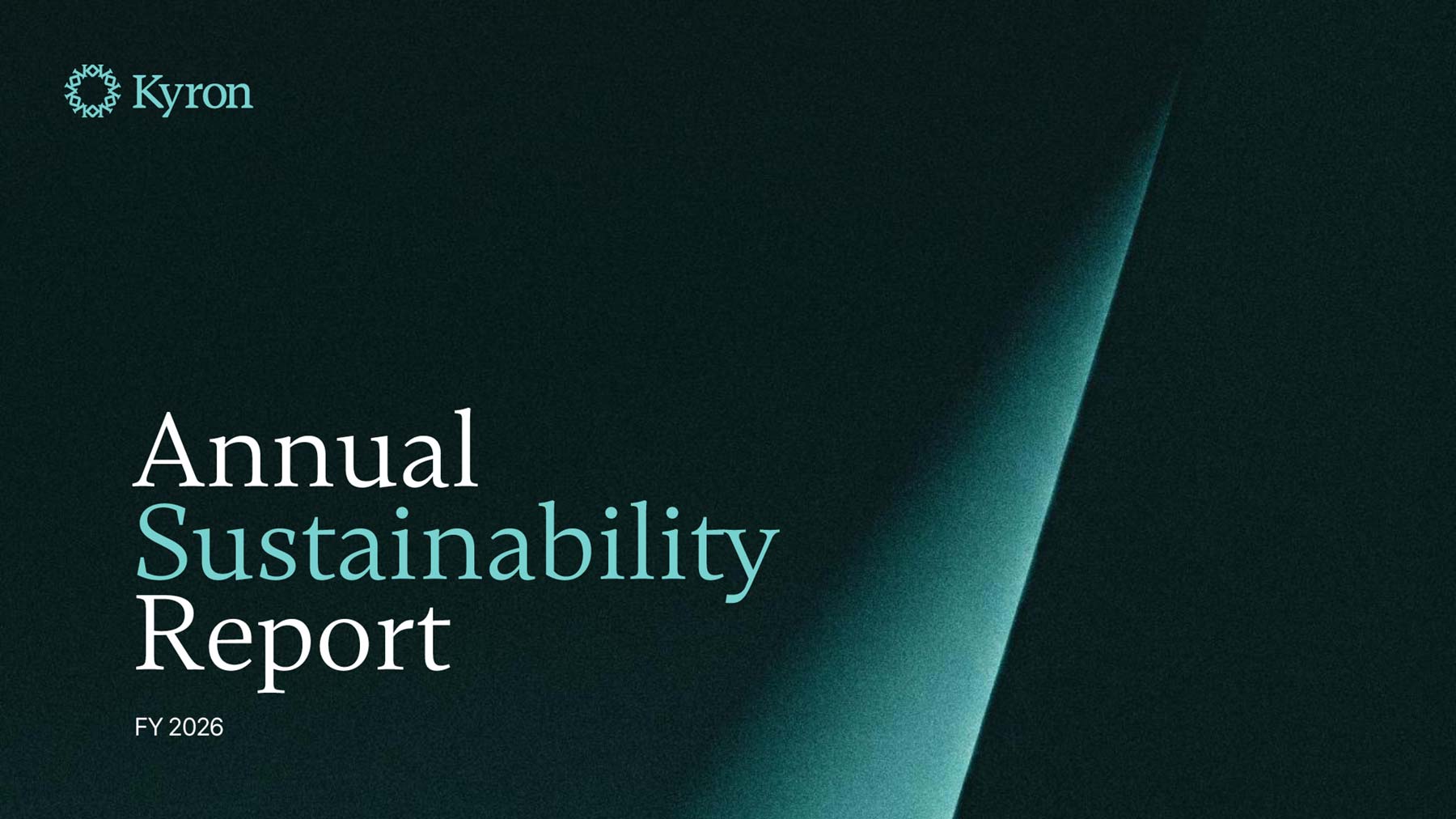 Front cover of Kyron Capital's Annual Sustainability Report