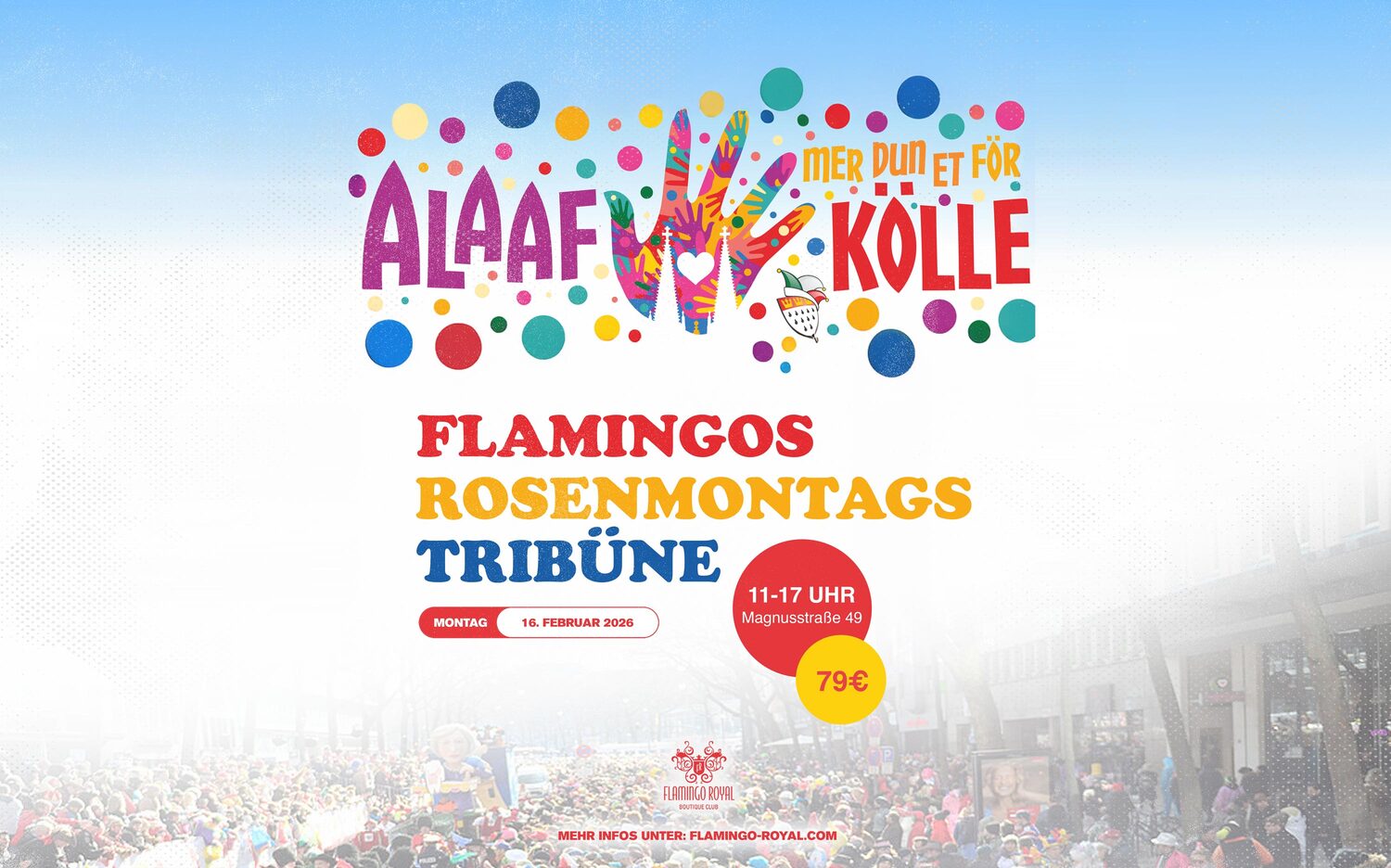 Flamingo Tribüne Rosenmontagszug