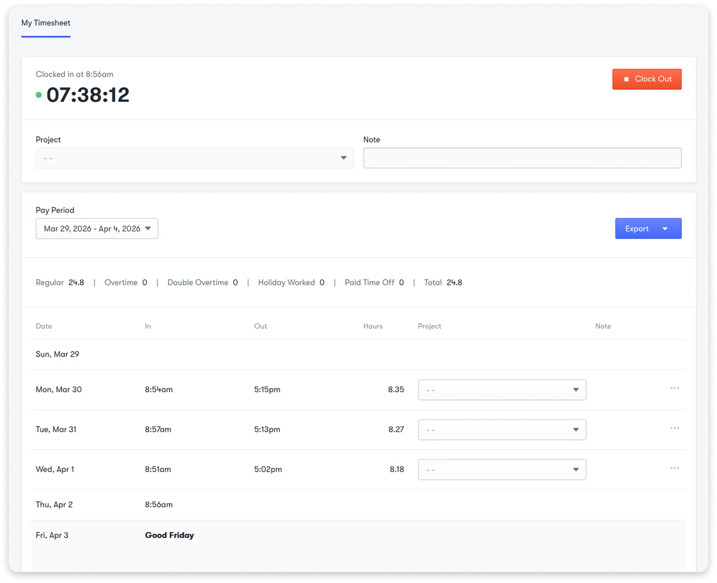 Time off balances module