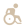 Accessibility icon showing a stylized wheelchair user in a minimalist design