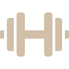 Wooden dumbbell icon representing fitness, exercise, or strength training