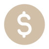 Dollar sign icon on a light beige circular background