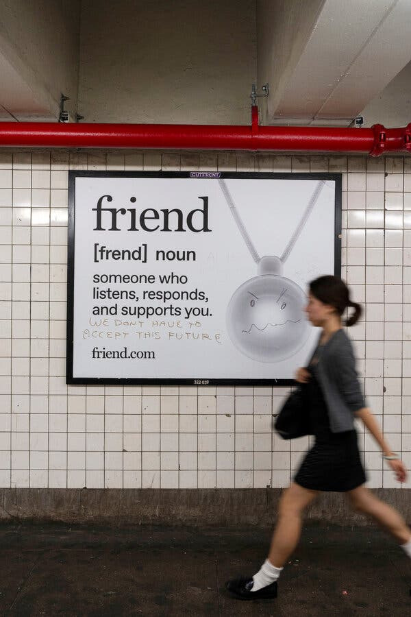 A.I. Companion Ads for Friend.com Flood NYC Subway, Fueling Backlash and Vandalism - The New York Times