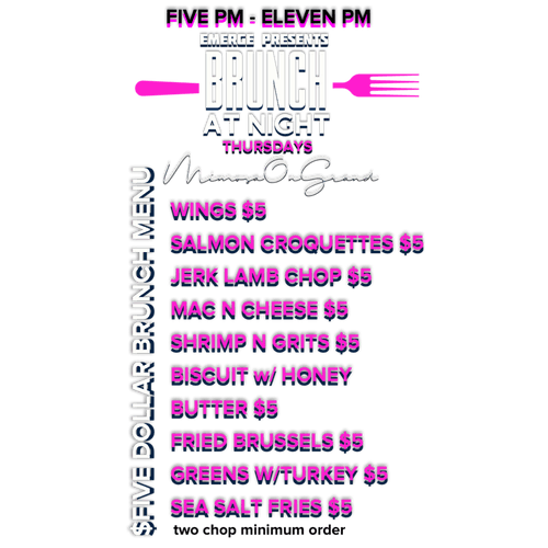 Thursday Brunch At Night Menu Flyer