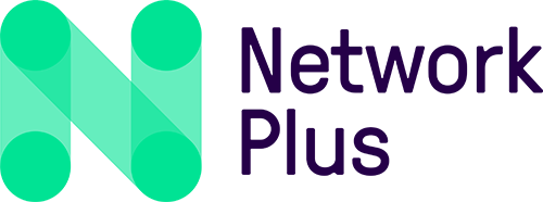 Network Plus logo with large green "N" and purple text reading "Network Plus".