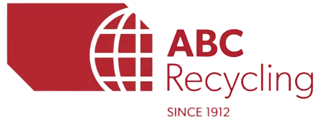Logo of ABC Recycling featuring a red geometric shape with a white globe grid and the text 'ABC Recycling' and 'Since 1912' in red.