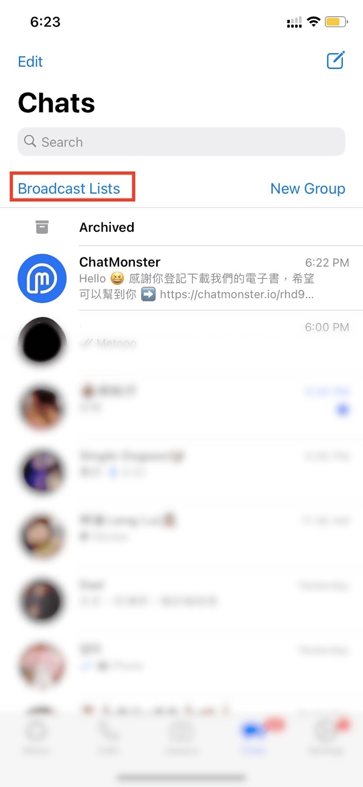 whatsapp-群發訊息-廣播列表