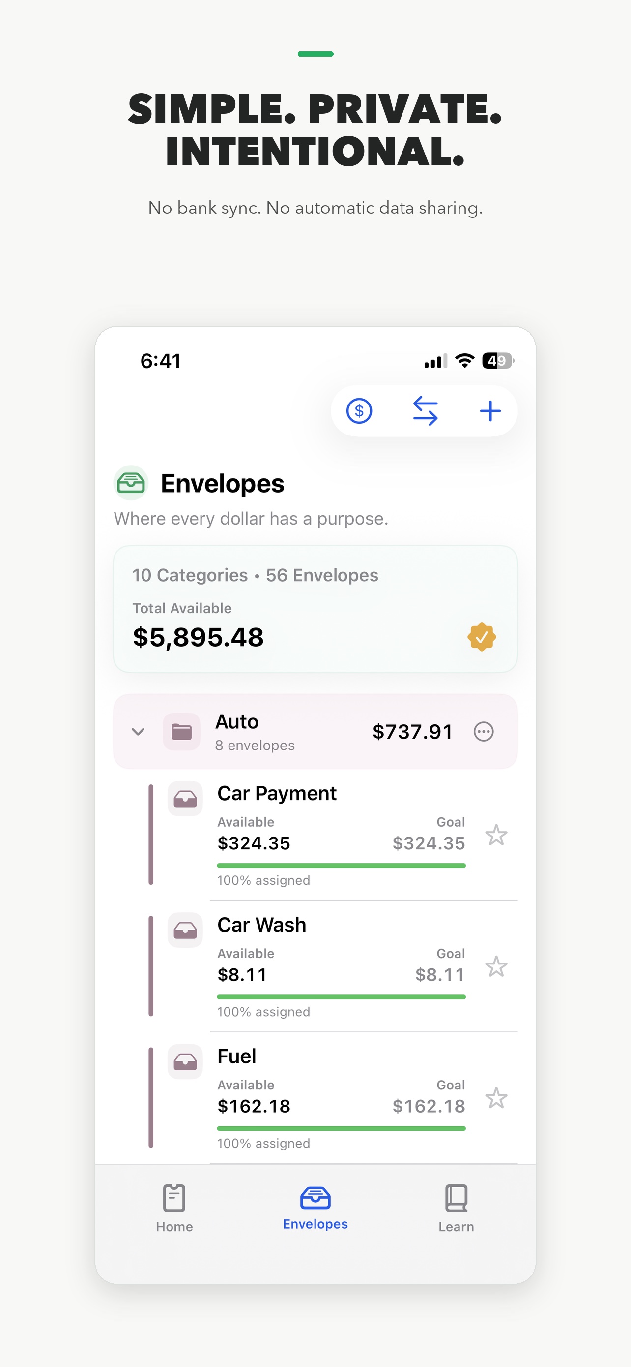 MyStreaksMoney Simple Private Intentional screen