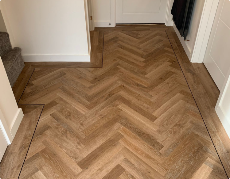 Kardean Knight Tile Heringbone Pale Limed Oak