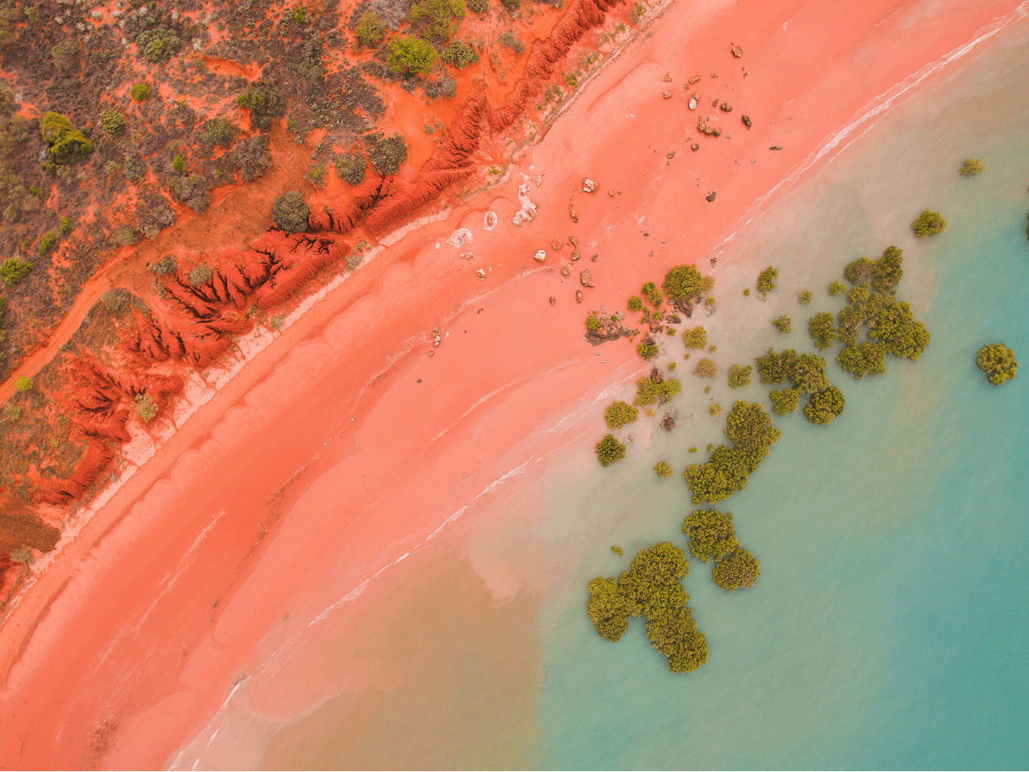 Aerial view of the red coastline near Broome