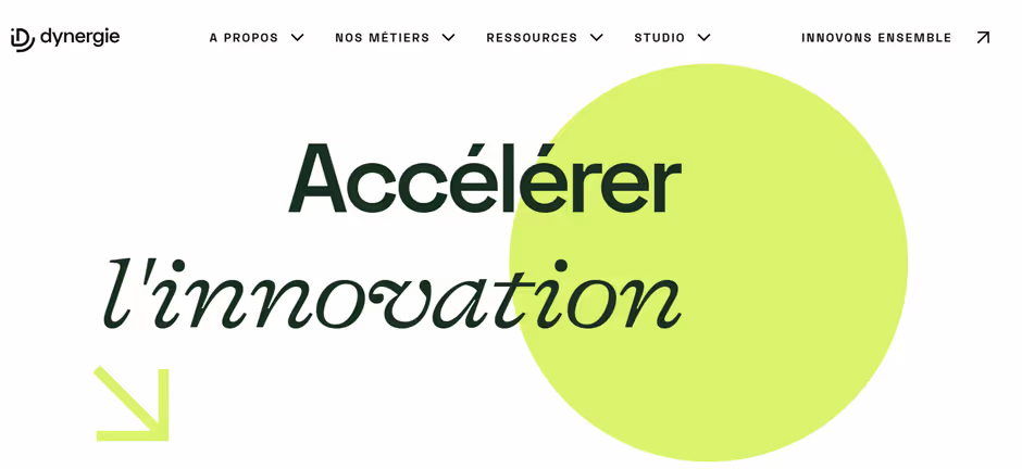 Screenshot of the Dynergie homepage