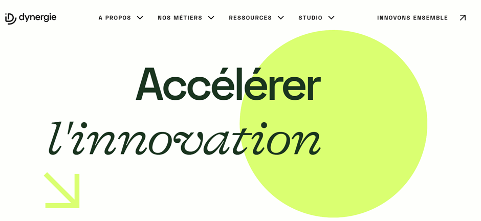 Capture d'écran de la page d'accueil de Dynergie