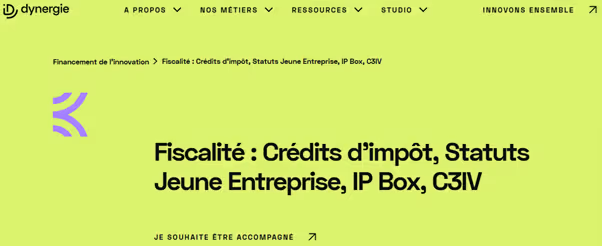 Screenshot of the Dynergie website