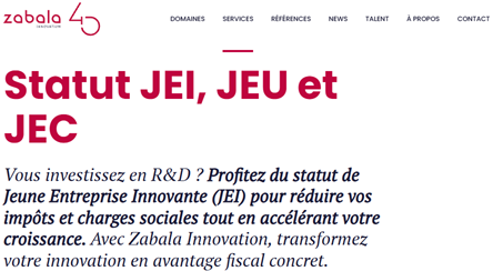 Capture d'écran issue du site Zabala Innovation
