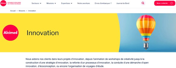 Capture d'écran du site Alcimed