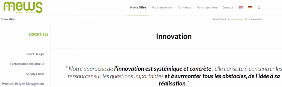 Screenshot of the Mews Partners website