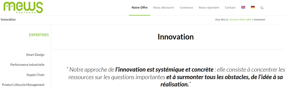 Capture d'écran du site Mews Partners