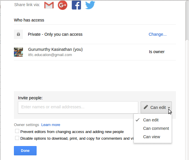 Google Drive permissions