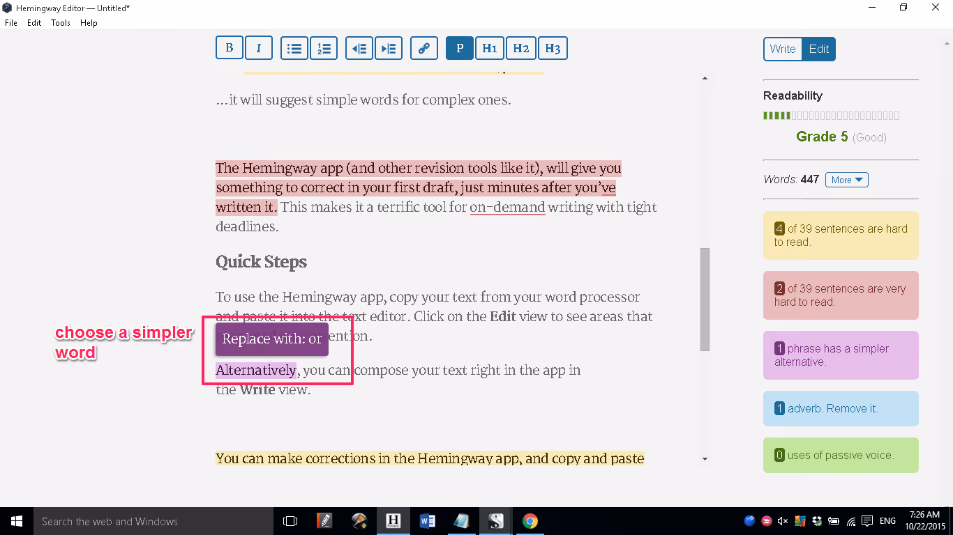 Heminway Editor writing tool for freelancers in 2024