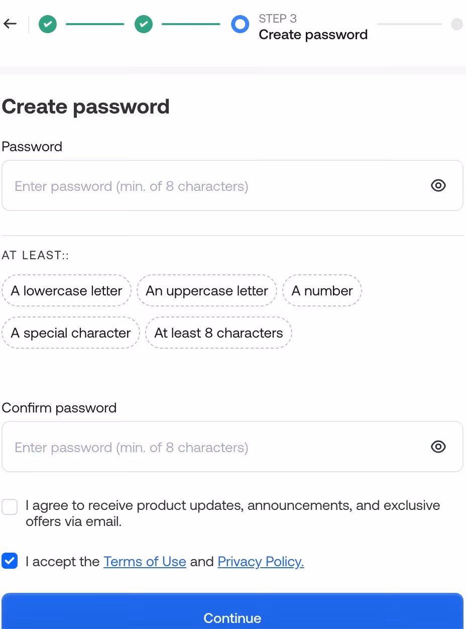 create a secure password on Grey