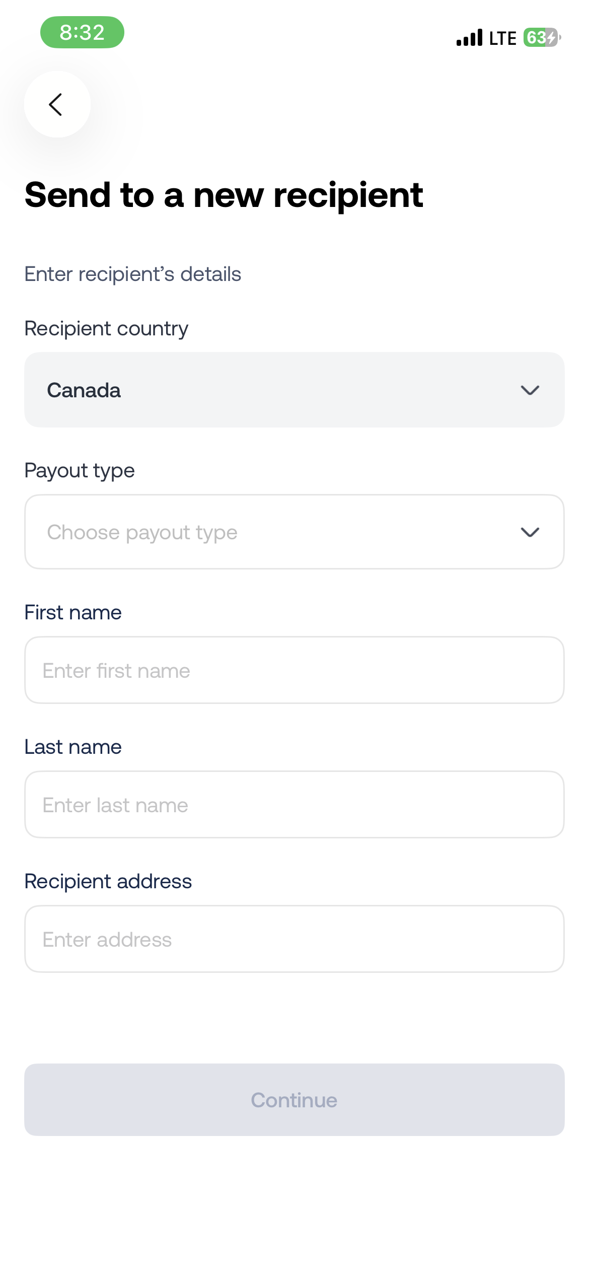Send Canadian dollars with Grey