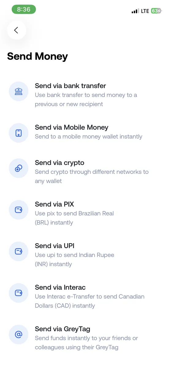 Send Canadian dollars with Grey
