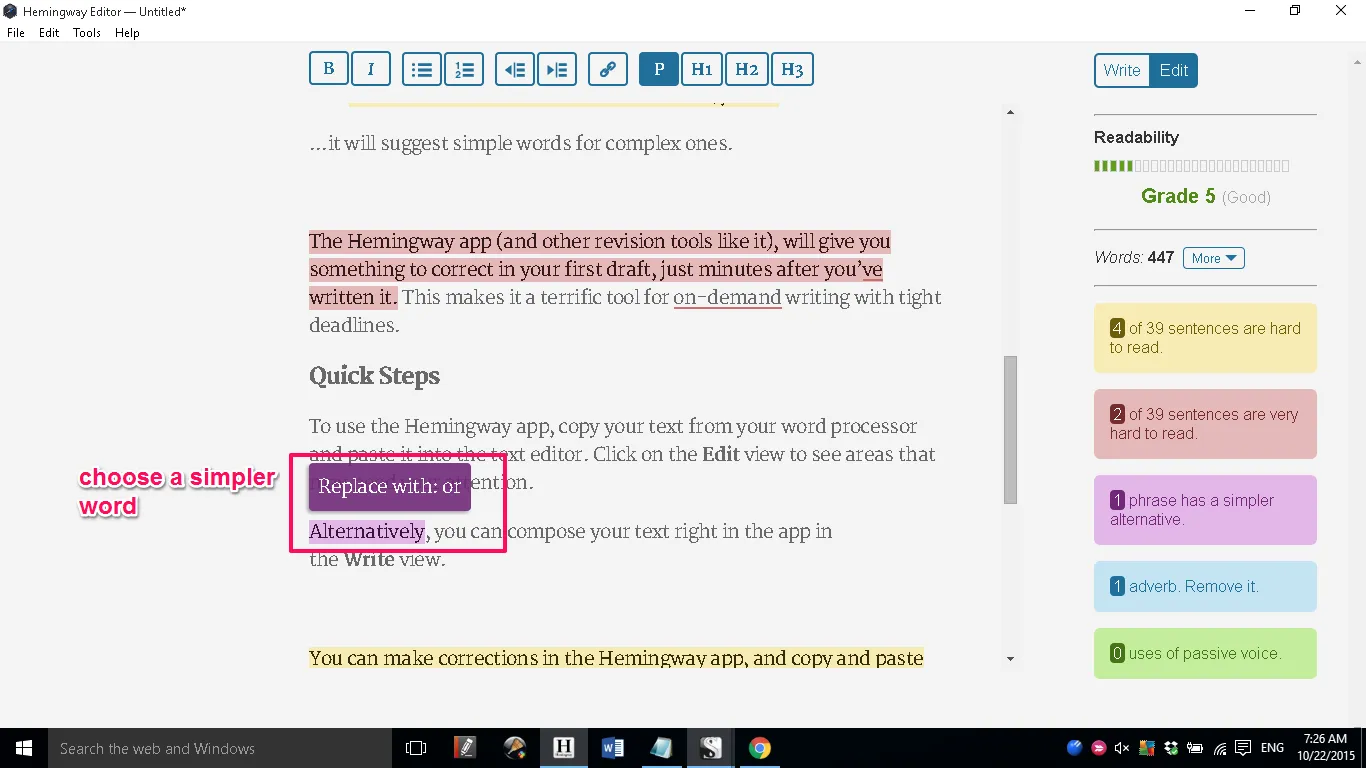 Heminway Editor writing tool for freelancers in 2024