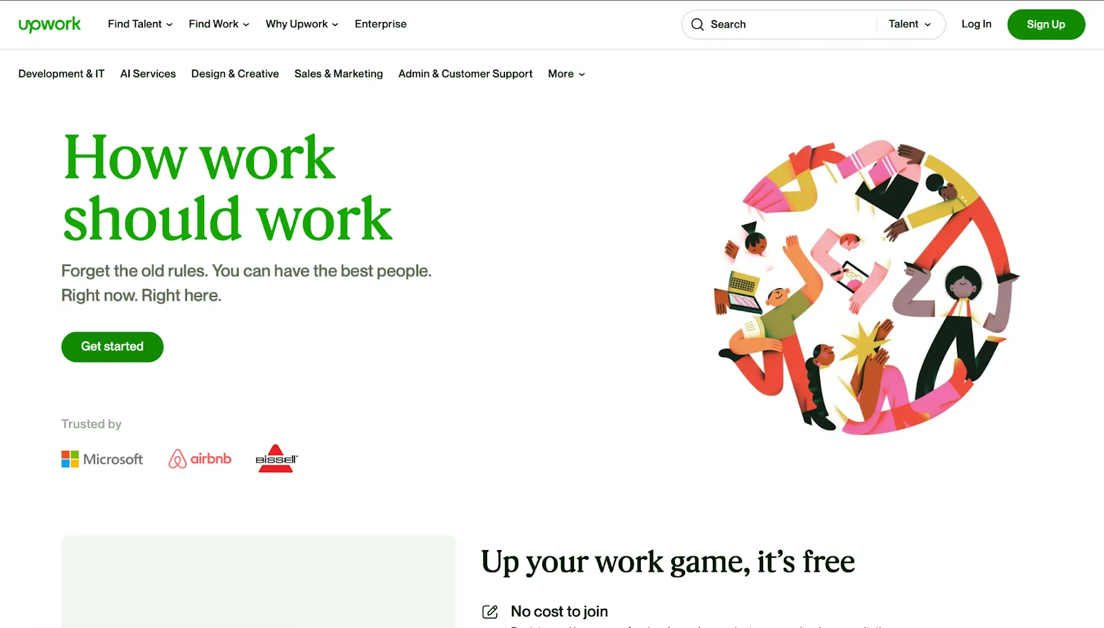 upwork's user interface